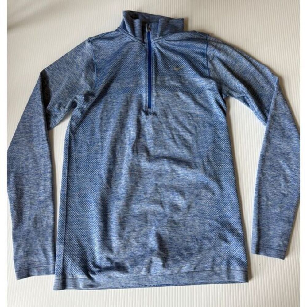 Nike Dri-FIT Running Quarter Zip Performance Athletic Top Heathered Blue M
